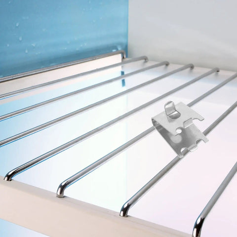 Stainless Steel Refrigerator Shelf Clips Replacement Hooks, 4-Piece Adjustable Fridge Shelf Holders for Partition Brackets on wire shelf
