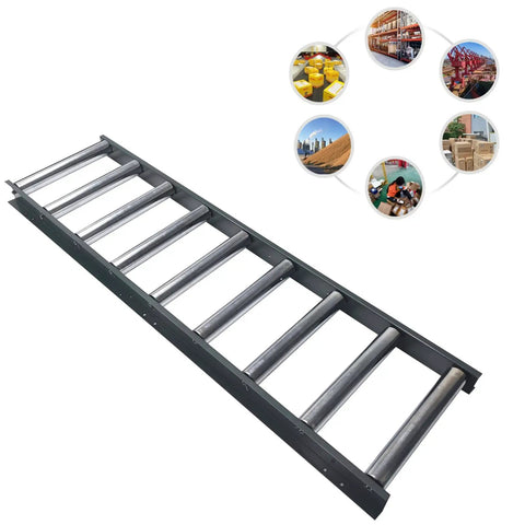 Intersumai 9 Roll Conveyor Table, Heavy Duty 440 Lbs Capacity, 65 Inch Long roller bed with chrome plated steel rollers for unloading.