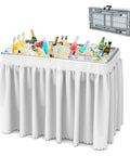 Folding Ice Cooler Table With Skirt And Drain Hose Portable Self Serving Beverage Bar For Parties Picnics Barbecues Outdoor Events White Keeps Drinks Cold On The Go