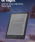 Kindle Paperwhite Signature Edition 7 Inch E Reader With 32GB Storage Featuring Auto Adjusting Front Light Wireless Charging And Sweet Long Battery Life In Sleek Metallic Black displaying text in a cozy setting.