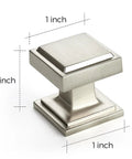 30 Pack Brushed Nickel Square Cabinet Knobs And Drawer Pulls Set For Kitchen Cabinets shown with size dimensions