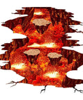 Epic 3D Volcano Wall Decals Kit With Fire And Lava Effect, Removable PVC Murals for Kids Room, dramatic lava and fire scene.