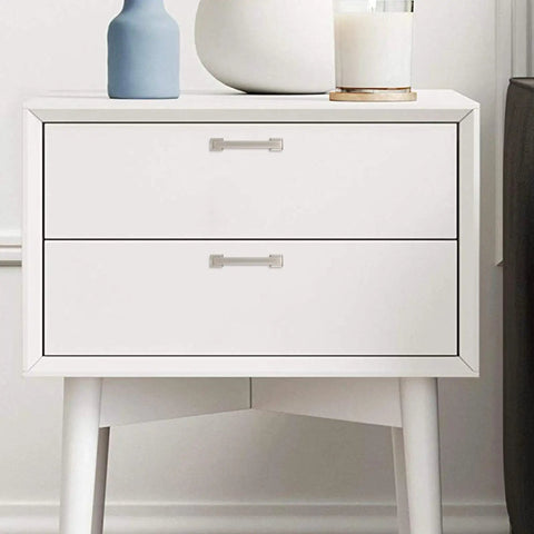 Two Pack 3.75 Inch Brushed Satin Nickel Cabinet Handles For Kitchen Cabinets Pulls And Doors on white drawer