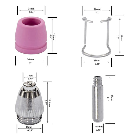 Heavy Duty Plasma Torch Consumables Kit With Two Premium Cups And Secure Brackets For Smooth Industrial Cutting On Steel Auto Parts dimensions