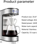 Fully Automatic Bean To Cup Coffee Machine Featuring Adaptive Grinding And Steady Temp Control, 1650W Stainless Steel Espresso And Cappuccino Maker dimensions and details.