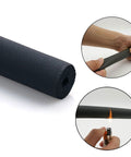 URBEST black foam pipe insulation tube, 1/4 x 3/8 in, 6 ft, shown with hand squeeze and flame test