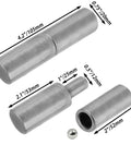 Four Pack Weldable Barrel Hinges 4 1/8 By 3/4 Inch Heavy Duty Gate Hinges, shown disassembled with measurements in millimeters.