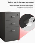 Lockable 10-Drawer Mobile Filing Cabinet On Wheels In White showcasing built-in wheels for easy movement.
