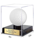 Custom Golf Ball Display Case With Clear Acrylic Holder Laser Engraved Plaque For Personalization in Golden Finish