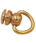 Close-up view of solid brass ball stud rivet with D-ring for purses and leather bags (20x10mm).