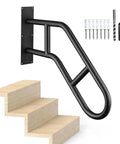 Rock Solid Wall Mounted Handrail For Porch And Stairs With Non Slip U Shaped Handle Heavy Duty Safety Grab Bar for wooden stairs.