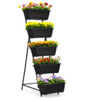 Five Tier Vertical Garden Planter For Balcony Or Patio No Bend Ergonomic Design Space Saving Raised Garden Bed For Herbs Flowers And Vegetables Easy Setup Durable Weather Resistant Black.