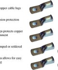 10 copper lug terminals for Pro Grade Dual Color 1/0 AWG Battery Welding Cable Kit with corrosion protection and closed end design.