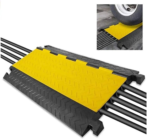 Tough As Nails Rubber Cable Protector Ramp Five Channel Wire Cover 36 Inches Long 22000 Lbs Load Capacity Indoor Outdoor Floor Safety And Clutter Free Cord Routing Mat