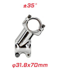 Retro Silver 31.8mm Mountain Bike Stem 70mm 35 Degree Riser Handlebar Stem For MTB Road Bike BMX Lightweight Short Stem