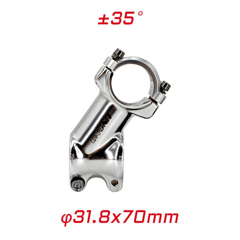 Retro Silver 31.8mm Mountain Bike Stem 70mm 35 Degree Riser Handlebar Stem For MTB Road Bike BMX Lightweight Short Stem