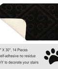 Non Slip Carpet Stair Treads For Wooden Stairs Indoor Stick On Runners 14 Pcs 8x30 Inches No Slip Grip For Dogs Kids And Seniors Black Easy To Install showing black tread with self-adhesive back