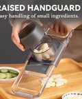 KEOUKE transparent multifunctional mandoline slicer with 6 interchangeable blades and hand guard for vegetables