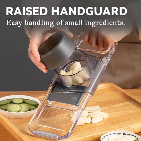 KEOUKE transparent multifunctional mandoline slicer with 6 interchangeable blades and hand guard for vegetables
