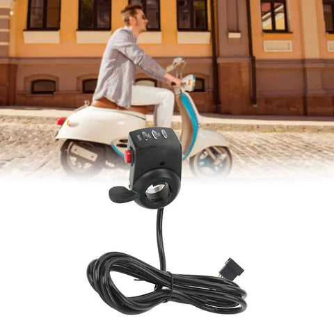 Thumb Throttle For Electric Bikes And Scooters With Battery Display 36V 48V Power Accelerator 65 Inch Cable Fits 22mm Handlebars Easy Install On Seven Eighths Inch Bars Smooth Response Speed Control