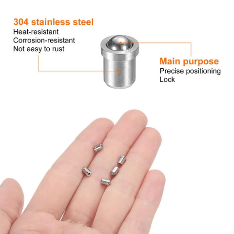 Dang Solid Mini Stainless Steel Ball Point Spring Plungers Five Pack on hand, showing heat-resistant 304 stainless steel material.