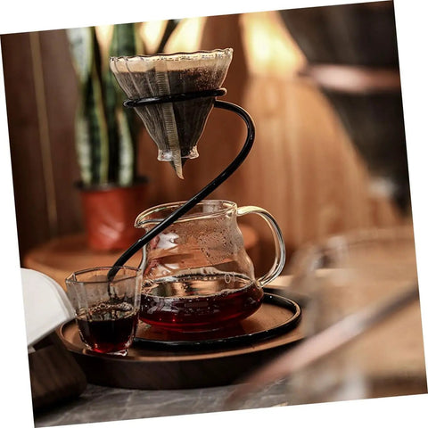 Grab A Fresh Cup With This Premium Solid Metal Coffee Dripper Stand used for brewing coffee with dripper and carafe.