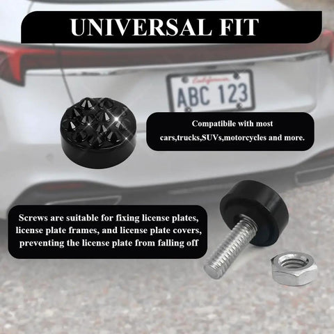 Upgrade Your Rig With Straight Fire Bling License Plate Screws And Rhinestone Caps 4 Piece Kit Corrosion Resistant Metal Fasteners with black sparkle covers.