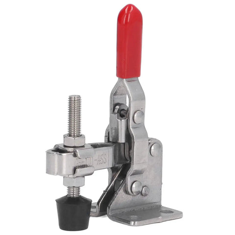 Heavy Duty 70 Kg Toggle Clamp With Stainless Steel Build For Woodworking Welding And Mold Fixturing Adjustable Opening Keeps Your Pieces Locked Down For Precision Tasks And Easy Setup, red handle
