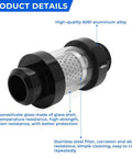 1-1/2 Inch Universal Inline Heater Core Coolant Filter And Inspection System With Stainless Steel Mesh Filter, front view