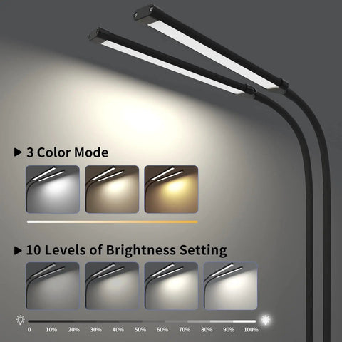 2 LED Tube Desk Lamp With Clamp And Flexible Gooseneck Energy Saving Eye Care Reading Light For Home Office Clip On Desk Light For Nightstand Or Dorm Bed Room Cozy Soft Bright Illumination