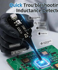 Inductance Tester For In Circuit Coils And PCBs Portable Coil And Inductor Detector used on motherboard with LED guidance.