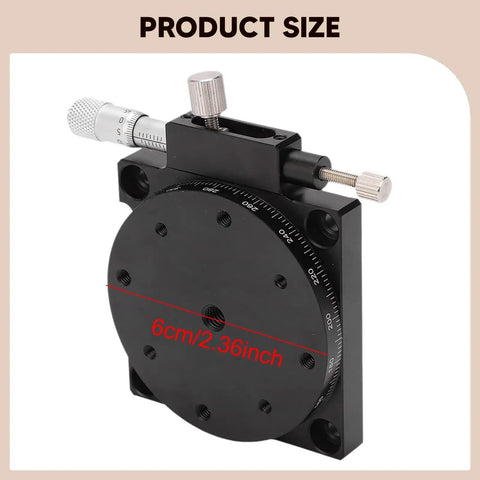 60mm Fine Tuning Optical Sliding Stage with 2.3 inch cross roller guide showing rotary platform and precision adjustment screws.