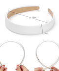 Wide 1 Inch Ultra Soft PU Leather Headband For Women Girls Comfortable Padded Faux Hair Band, shown from multiple angles.