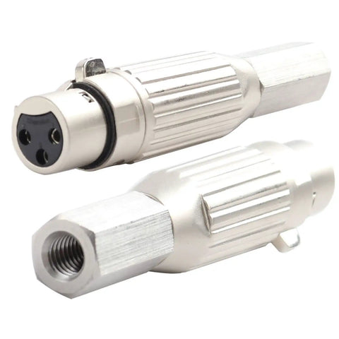 Stainless Steel M8 304 3 Pin XLR End Connector For Reciprocating Linear Actuator DIY Build And Industrial Cable Adapter Durable Length Eight Point Five Cm Silver, close-up view