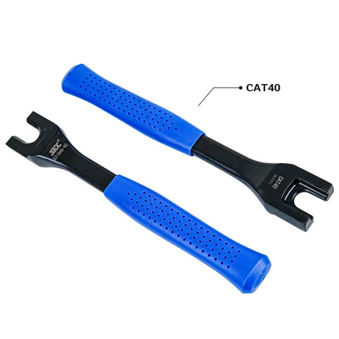 CAT40 CAT50 BT40 Pull Stud Wrench For Mazak Spindle Tools, Pro Grade, alloy steel, chrome plated rod with blue rubber handle.
