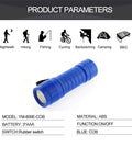 30 Pack Mini Flashlight Set With COB LED, Handheld Lights, Five Colors, Lanyards Included, blue ABS flashlight on display