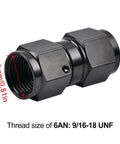 6AN Female To 6AN Female Straight Swivel Coupler Union Fitting Adapter Aluminum Black 2 Pack Beefy High Flow Connector For Automotive Race Ready Marine 1500 PSI Rated Minus Forty To Two Hundred Fifty Degrees Fahrenheit, 9/16-18 UNF thread