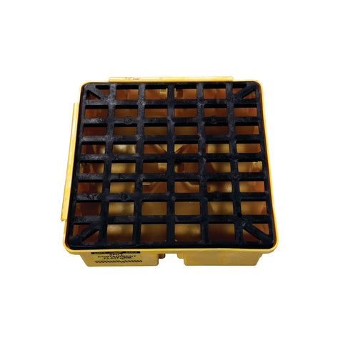 Top view of Drum Modular Spill Platform For Customizable Spill Control, Heavy Duty Build, 26.25 X 26 X 6.5 Inches, 15 Gallon Sump