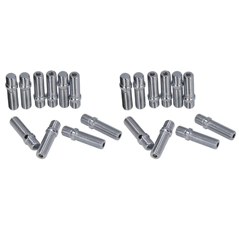 Upgrade Your Ride With 20 Heat Treated Wheel Stud Conversion Adapters, Extended 50mm Length And Robust Zinc Plated Design For Premium Grip On European Cars, Making Installation A Breeze! zinc plated 50mm steel wheel stud adapters, shown in pairs