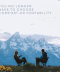 Two people sitting on Go To Ultra Lightweight Camping Chair For Outdoors Easy Fold Portable Lawn Chair with mountains in background.