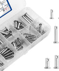 60 Piece Stainless Clevis Pins Set With Holes - M3, M4, M5 Flat Head Location Pins, T-Shape And Round Pins, 12 Sizes in box