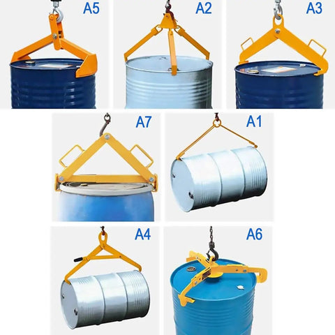 Heavy Duty Vertical Drum Clamp Lifter Tool For Steel And Plastic 550 Lb Capacity All Carbon Steel Construction handling various drums.