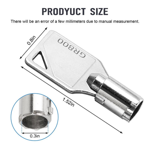 Top Shelf Tubular Laundry Key Replacement For Commercial Washers And Dryers Gr800 Code 54612 Cylinder Tube Key shown with dimensions.