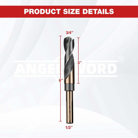 ANGELSWORD 3/4-inch reduced-shank HSS drill bit, M2 high-speed steel with gold finish for hardwood and metal