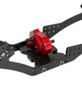 RC Transmission Gearbox For 1 By 10 Scale Crawlers Cheater Rigs Aluminum Alloy Transfer Case With Delrin Spur Gear Red Beefy Torque For Max Climb Power And Smooth Acceleration mounted in RC chassis