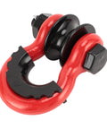 34 Inch Heavy Duty Off Road Recovery Shackle With Pulley 2 Pack, 18 Ton Load Capacity, Carbon Steel With Rubber Coating, Winch Shackle