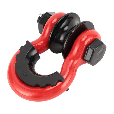 34 Inch Heavy Duty Off Road Recovery Shackle With Pulley 2 Pack, 18 Ton Load Capacity, Carbon Steel With Rubber Coating, Winch Shackle