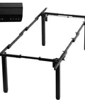Heavy Duty VIVO 4 Leg Black Electric Dual Motor Standing Desk Frame For 60-130 Inch Tops, solid frame structure with control panel.