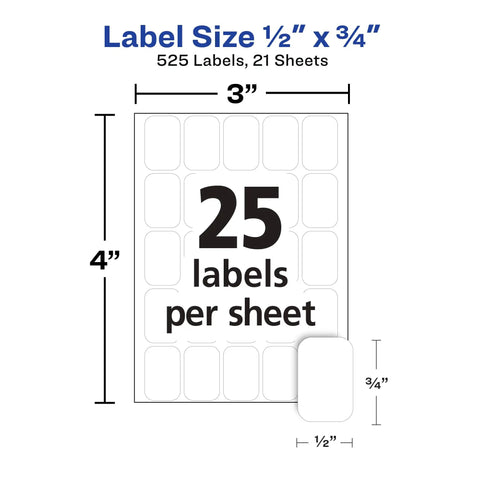 Self Adhesive Label Stickers 525 White Count One Half By Three Quarters Inch Removable Non Printable Blank Tape Roll For Organizing Paper Plastic Wood Glass And Metal Clean Peel Easy As Pie Cleanup Every Time