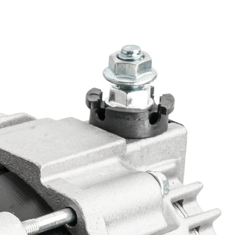 Close-up view of Rogue 2008 2012 Alternator 110 Amp Hitachi Replacement For Nissan 12V CW Rotation With 6 Groove Pulley 11163N High Output Compatible OE Style Unit Drop In Direct Fit.